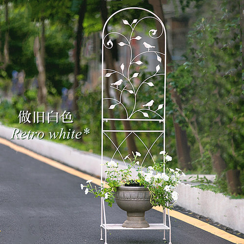 欧式铁艺带底座月季花架铁线莲爬藤架攀爬支架户外庭院客厅花盆架