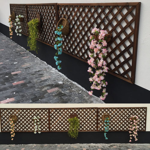 防腐木栅栏网格围栏实木篱笆花架户外格栅阳台墙面装饰爬藤架隔断