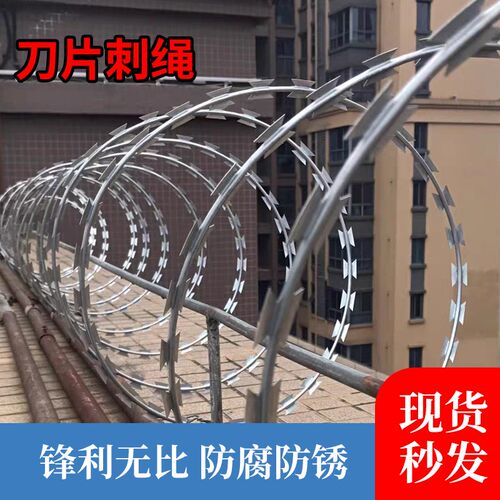 热镀锌刀片刺绳防护网铁丝网不锈钢防盗防爬网学校小区滚笼带刺网