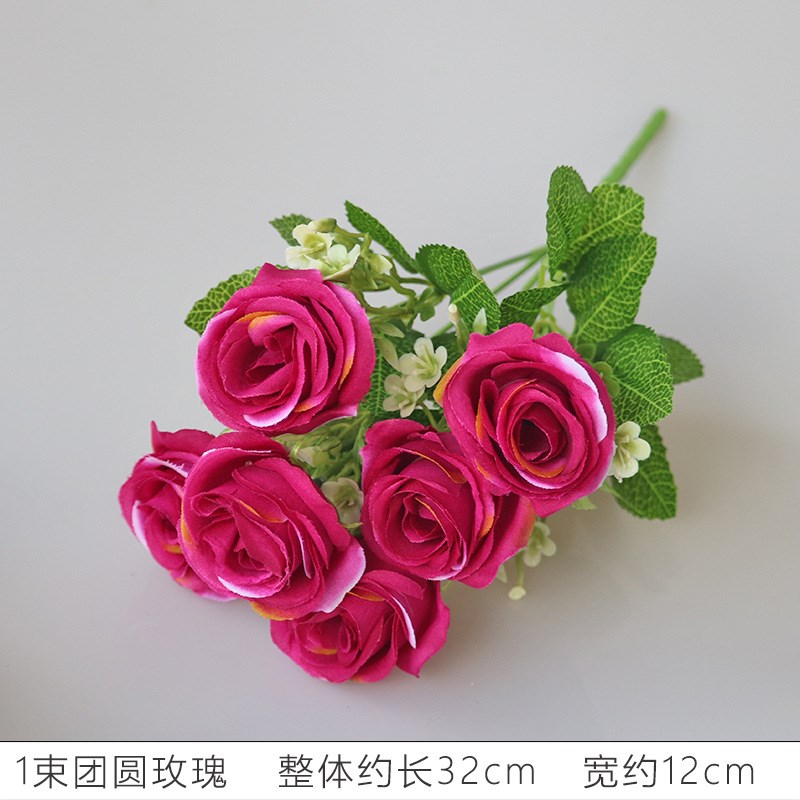 新款网红波波球花束仿真团圆玫瑰创意绢花摆件摆设餐桌假花装