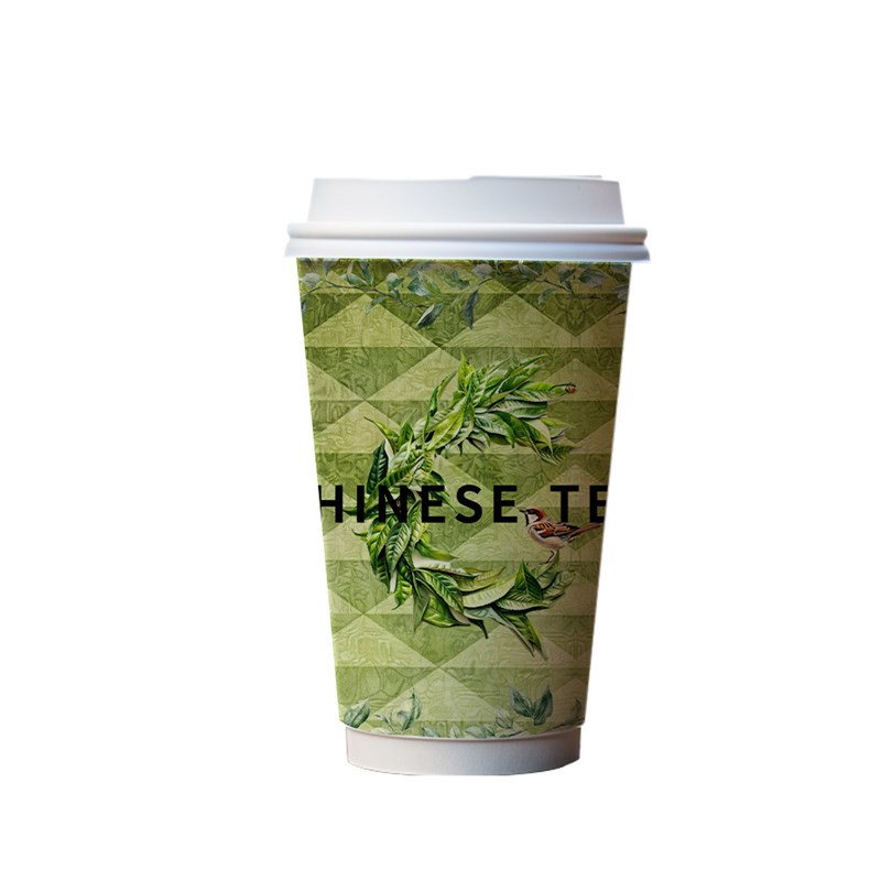 新款霸王茶姬杯子醒时青山国风奶茶杯一次性带盖热饮杯子奶茶加厚