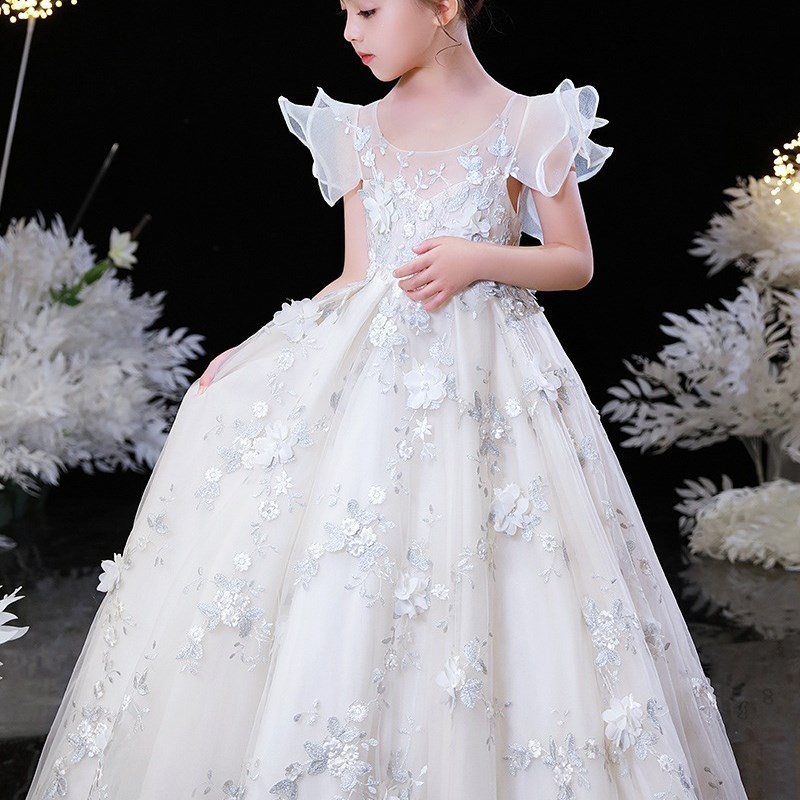新款新款儿童礼服花童婚纱礼服小女童主持蓬蓬纱公主裙走秀演出服