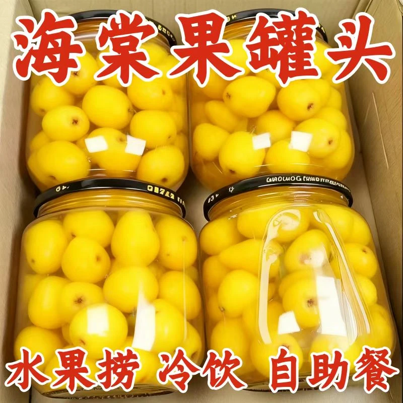 新鲜海棠果罐头鲜甜水果罐头大瓶开盖即食网红解馋零食