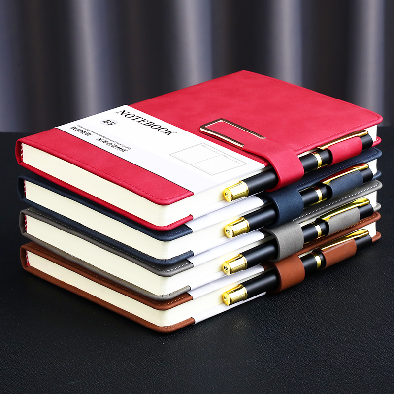 2026新款B5笔记本本子羊巴皮复古带笔插搭扣超厚日记本大学生考研记事本a5商务办公工作会议记录本可定制logo