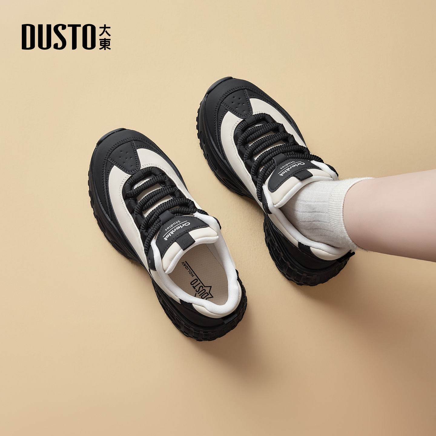 大东官方正品厚底老爹鞋显脚小