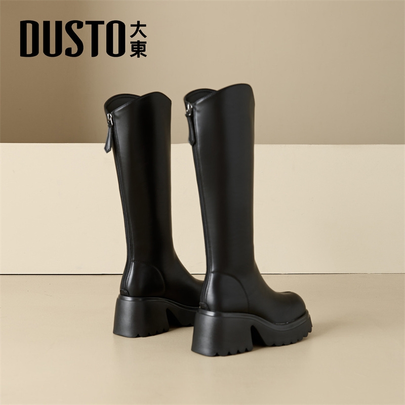 大东官方正品黑色长筒靴瘦瘦靴