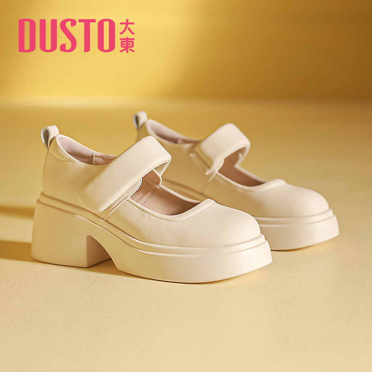 大东官方正品厚底粗跟玛丽珍鞋