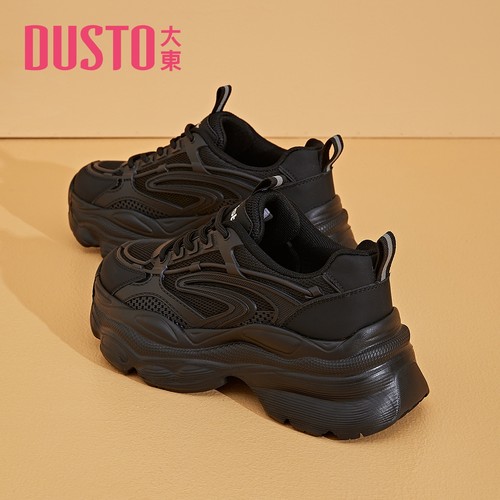 大东官方正品黑色厚底增高老爹鞋