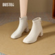 大东巨好看白色短靴女款 秋2026新款 高跟韩系靴子小踝靴切尔西女靴