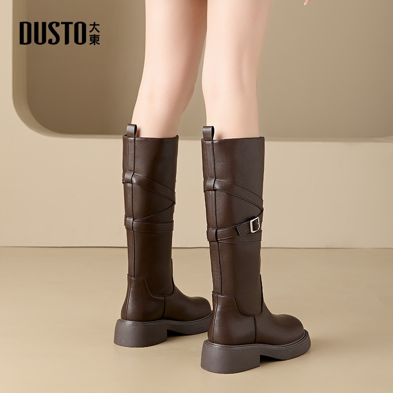 大东官方正品棕色美拉德长筒靴