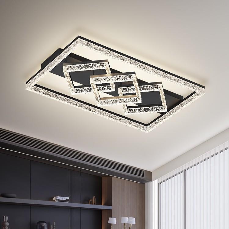 客厅灯轻奢感意式极简冰裂纹卧室灯客厅主灯长方形吸顶灯