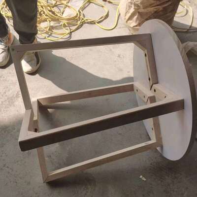 桌腿实木质免打孔茶几支撑脚实木小圆桌配件圆形电脑圆桌架子木腿