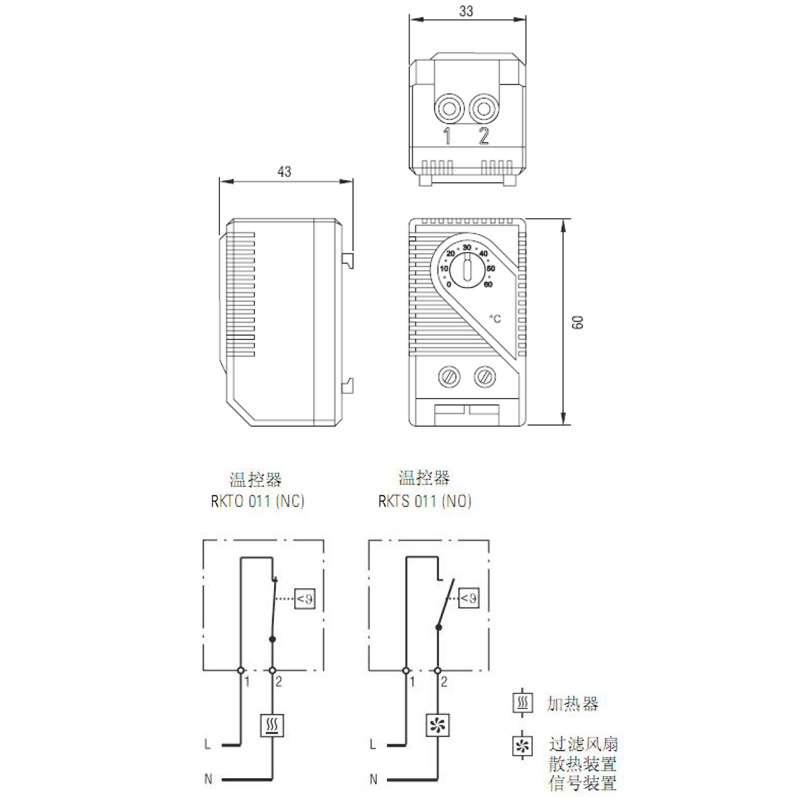 RATE紧凑型机柜温控器 电子式温控器 配电箱温控器开关温控器