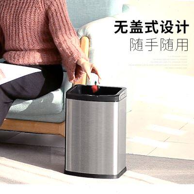 新品欧式压圈无盖长方形不锈钢垃A圾桶家用客厅大号厨房卫生间卧