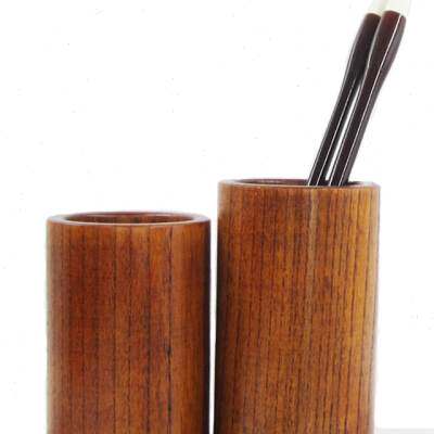新品复古创意f时尚木质笔筒仿古实木制毛笔筒原木圆形中国风办公