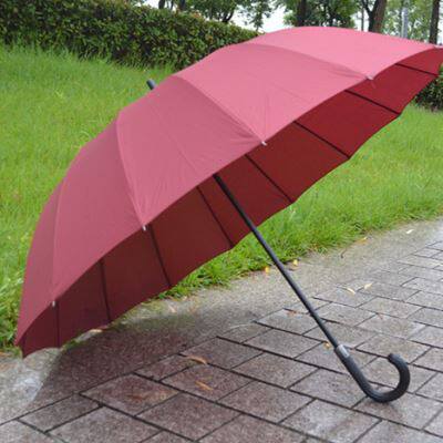 新品16骨雨伞超大双人弯钩酒店y用伞自动长柄伞定制LOGO印字礼品