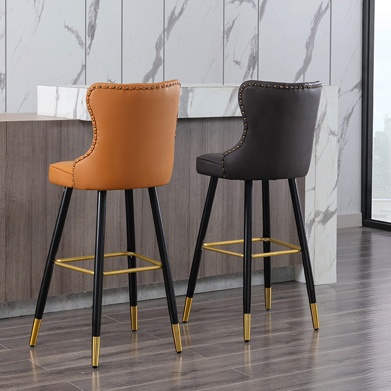 极速美式轻奢吧台椅家用岛台椅高脚椅欧式吧凳商用洒吧.椅高靠背