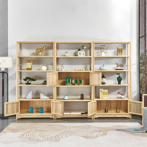 新品白蜡木茶叶柜新中q式实木茶叶置物架礼品展示柜茶叶店酒柜货