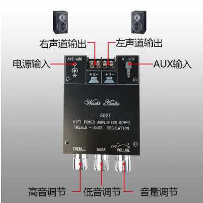 新品厂促50eWX2高低音调节前级音频功放板模块低音炮蓝牙5C0双声