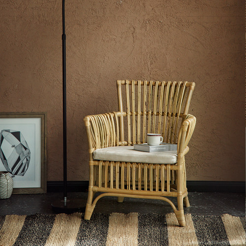 极速印尼b藤椅天然真藤三件套北欧家用民宿酒店别墅靠背椅编织休