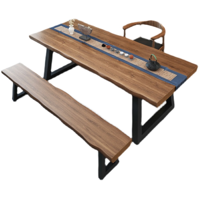 极速简约现代实木办公o室会议桌工业风办公洽谈桌大型长条桌电脑