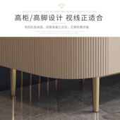 极速轻奢亮光岩板圆形茶几电视柜组E合玻璃门现代简约客厅新款 高