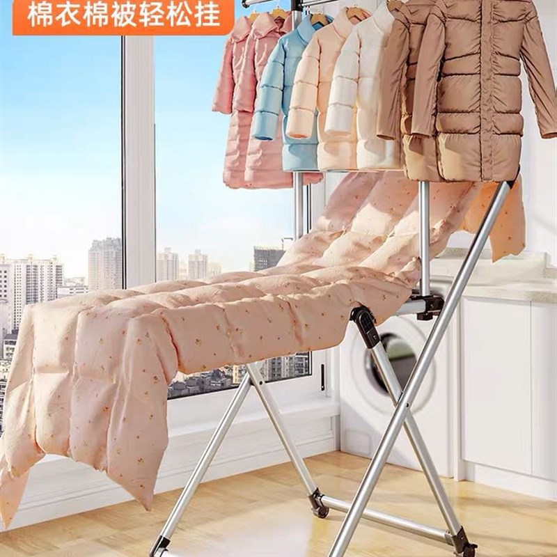 新品落地家用晾衣架折叠小型室内婴儿晒衣服被阳台轻便Z晒鞋室外图片