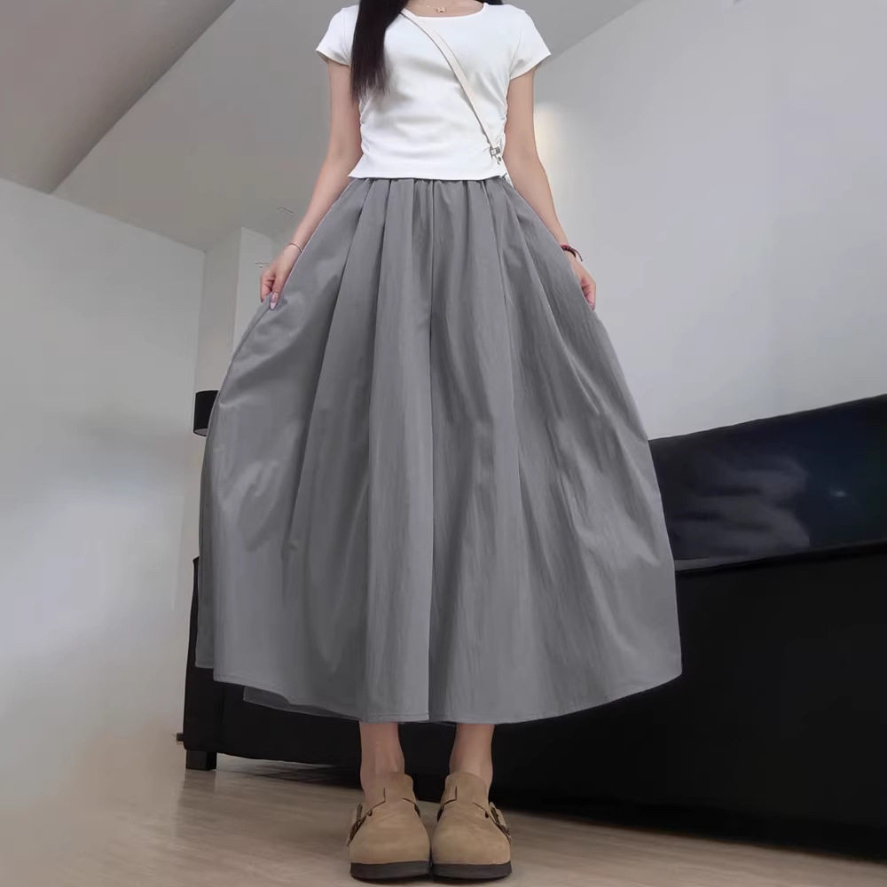 灰色山本裙裤女夏季薄款2026新款高腰垂感半身裙小个子冰丝阔腿裤