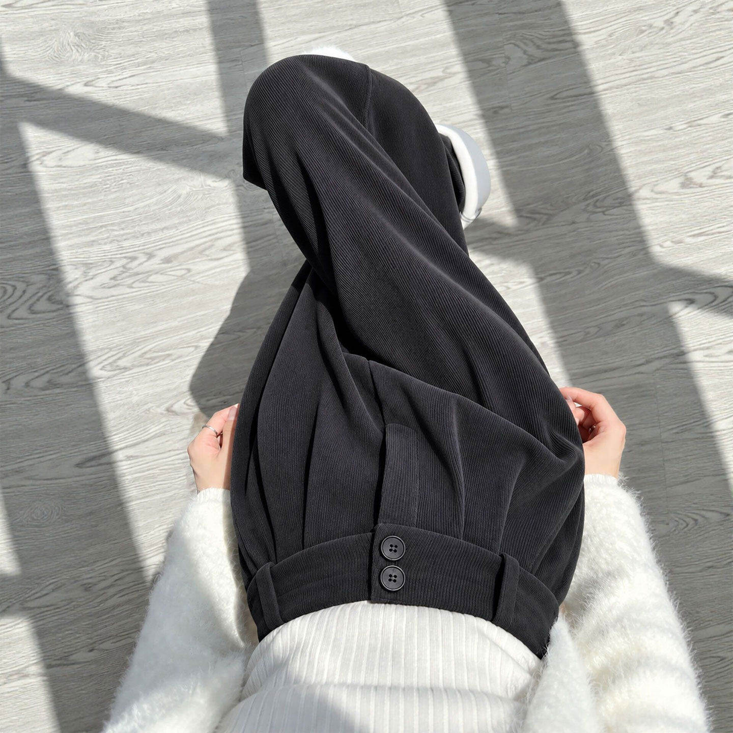灰色西装裤女裤2026新款灯芯绒裤子秋冬季加绒休闲直筒垂感阔腿裤