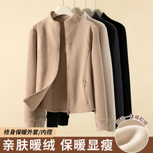 K1887严选立领双面摇粒绒外套女秋冬季加绒加厚修身保暖长袖卫衣