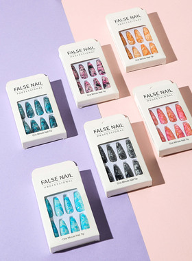 极速24pccs/Set Detachable Long Coffin Fake Nails European Ra