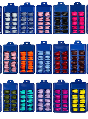 极速100Pcs Candy Cnolors Long Ballerina Fake Nails Natural C