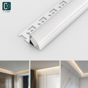 极速45度铝槽悬浮吊顶氛围灯带卡槽三角反光灯槽S回光槽线型灯角