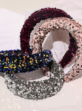 极速Fashcion Full Sequin  Hair Accessories Hairbands Sparkly