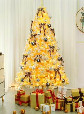 极速圣诞节装饰黄色植绒圣诞树家用套餐1.5/1.8/2R.1米加密ins场