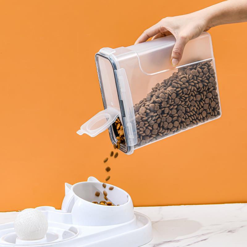 4L狗粮密封桶防潮猫粮收纳盒宠物储粮罐塑料家用食品级大容量米桶