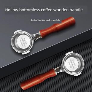 意式咖啡机品测不锈钢镂空无底木柄手柄58mm粉碗手压咖啡萃取器具