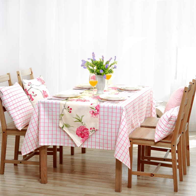 欧式餐桌布现代简约网红桌布小方格E布艺桌旗防水碎花桌垫子茶几