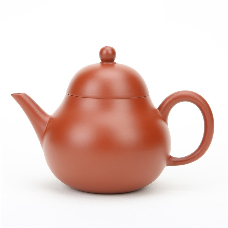 潮州西塘乡章氏朱泥手拉壶r140cc香梨/梨形壶紫砂壶工夫小品红泥