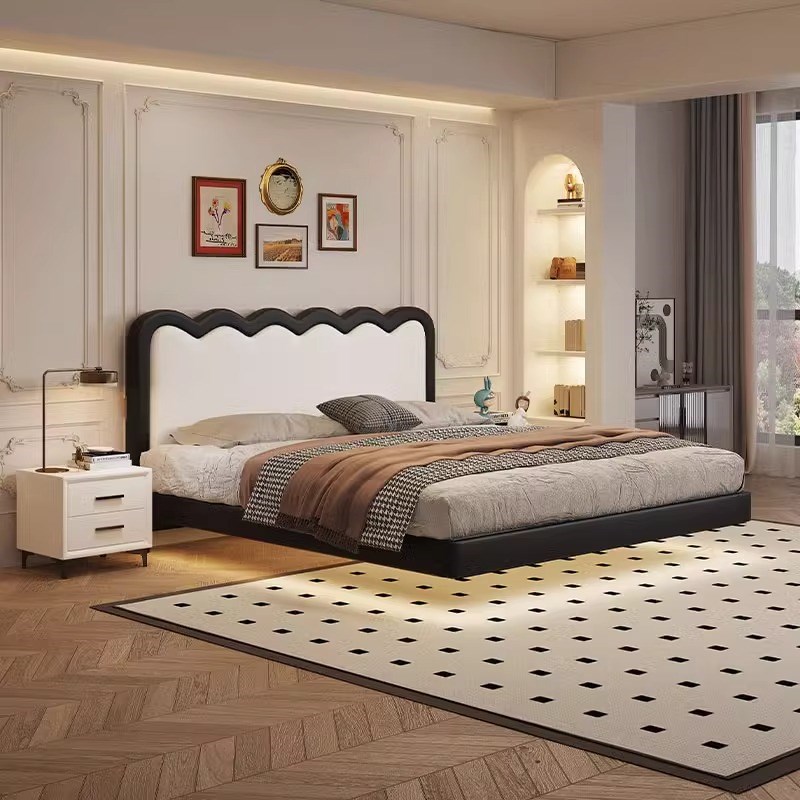 儿童床男孩儿女孩公主床现代简约实木床定制气压储物Y榉木床悬浮