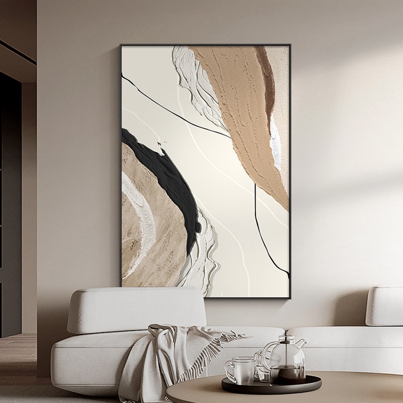 侘寂风抽象客厅装饰画极简线条沙发背景墙挂画大气高档大幅落地画