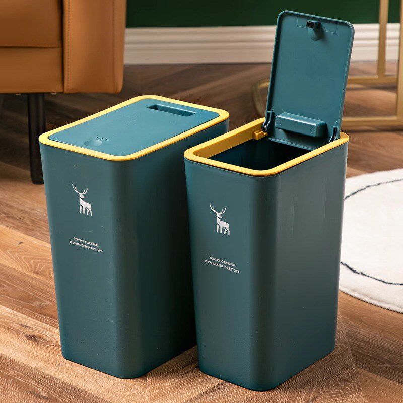 垃圾桶大号带盖子家用夹缝化妆室按压式收纳桶分类厨房加厚压圈纸