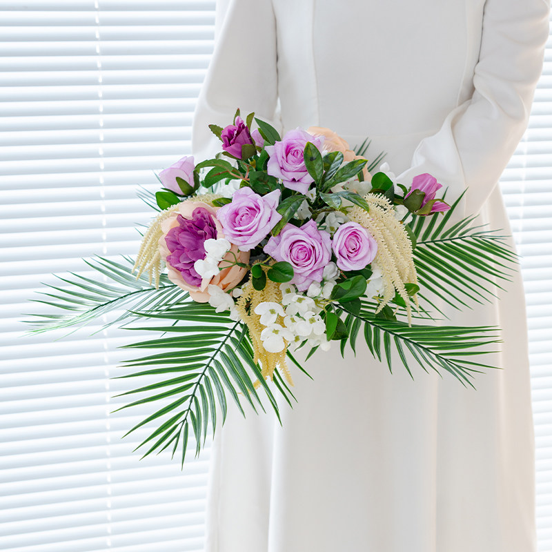 转盘台花会议桌上餐桌花摆花装饰酒店桌面圆桌摆件桌子假花仿真花