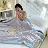 ins风刺绣大豆夏被夏凉被空调被单双人学生宿舍夏季 可水洗薄被子