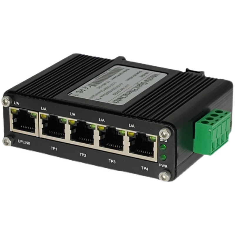 千兆5口全电口工业级PoE交换机D  网络监控导轨挂耳高收发器