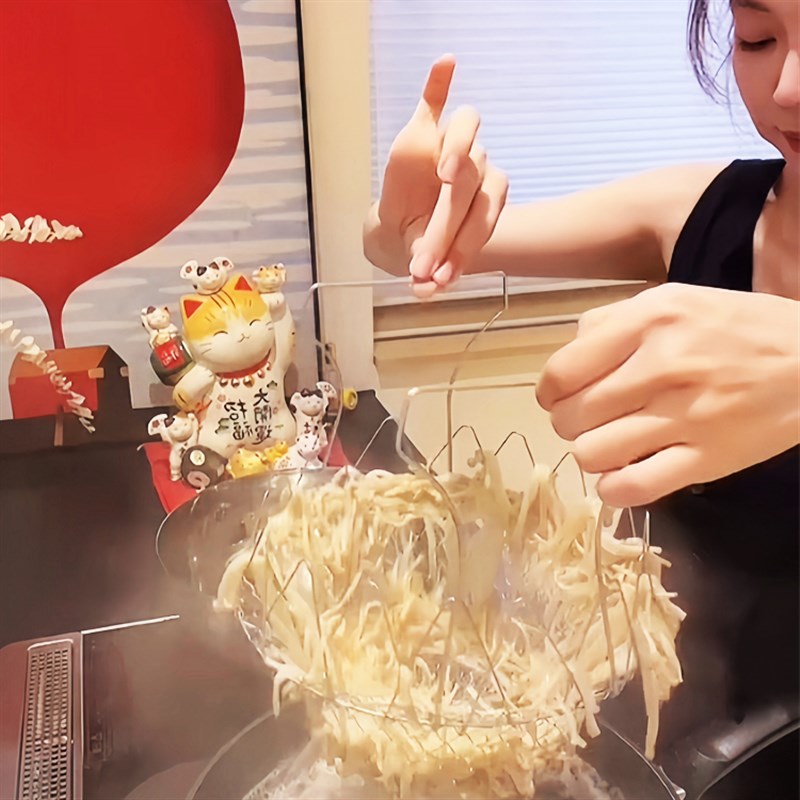 小红婶儿姜妍二胖同款可收缩折叠沥水E篮304不锈钢油炸篮圆过滤框