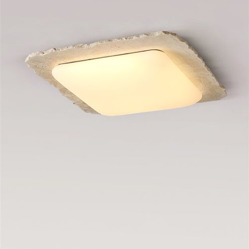 创意侘寂风卧室吸顶灯2025款黄洞石中古奶油主卧房间书房全光谱灯