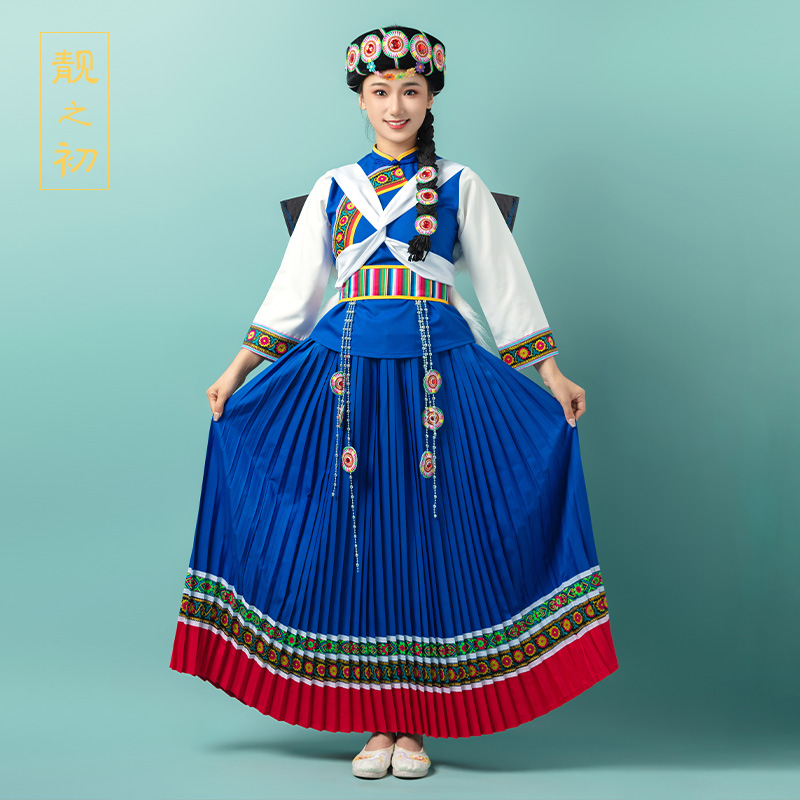 速发新款纳西族服服云南丽江少数民族传统装饰成人披星戴月摄影演