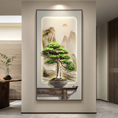 速发迎客松入户玄关装 饰画新中间客厅高廊过道挂画轻奢走档楼梯式