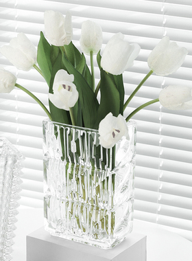 速发L档VE培高级感玻璃花瓶轻奢高I客厅水T瓶插花水养风